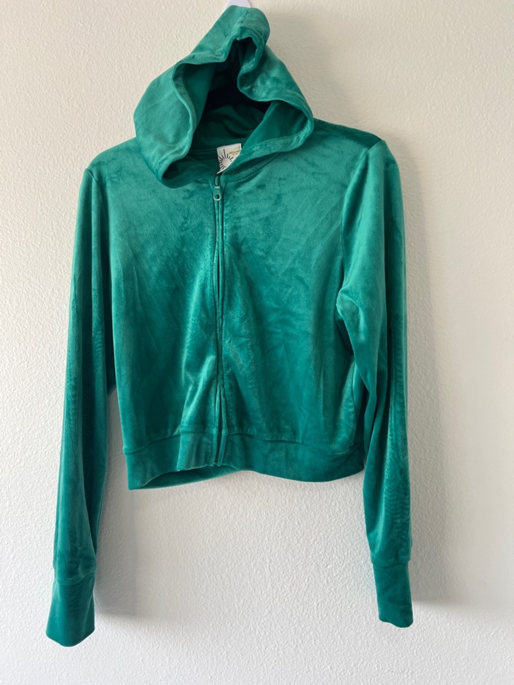 Plush Green Zip-Up Hoodie Jacket